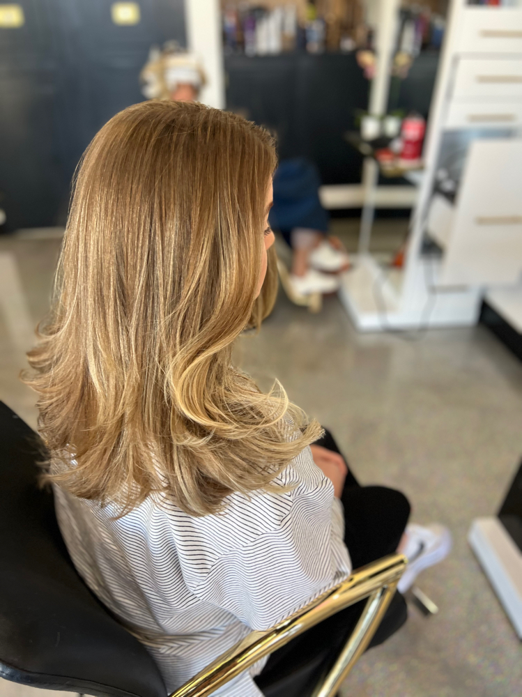 Partial Highlight And Blow Dry