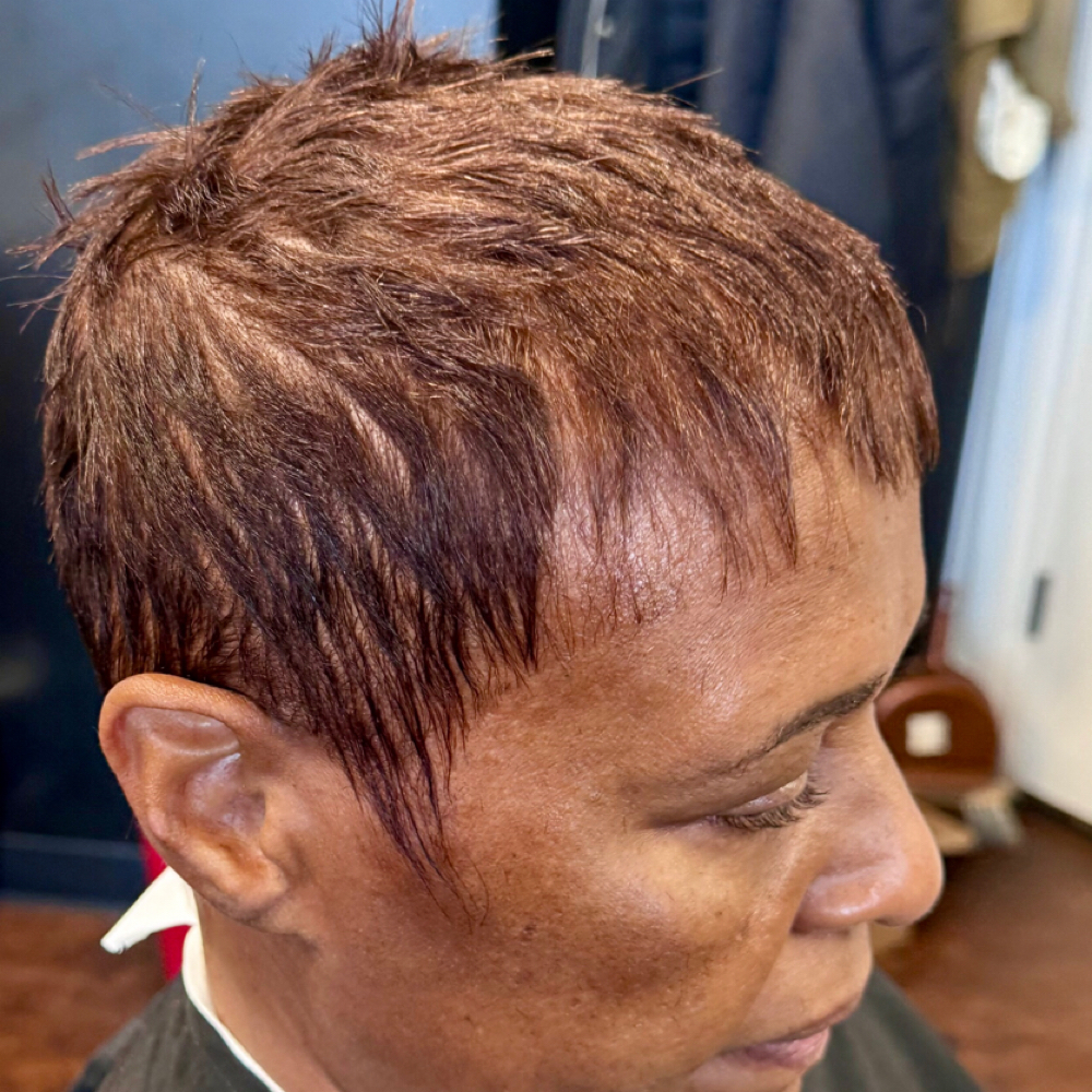 Relaxer Retouch demicolor cut style at The edge beauty concept salon ny in Massapaqua, NY