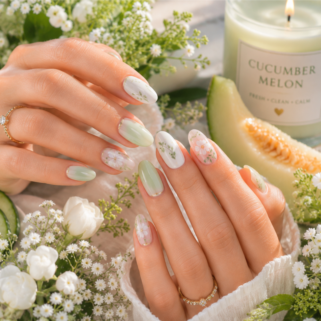 Cucumber Melon Manicure at Martin Nails Corner in San Francisco, CA