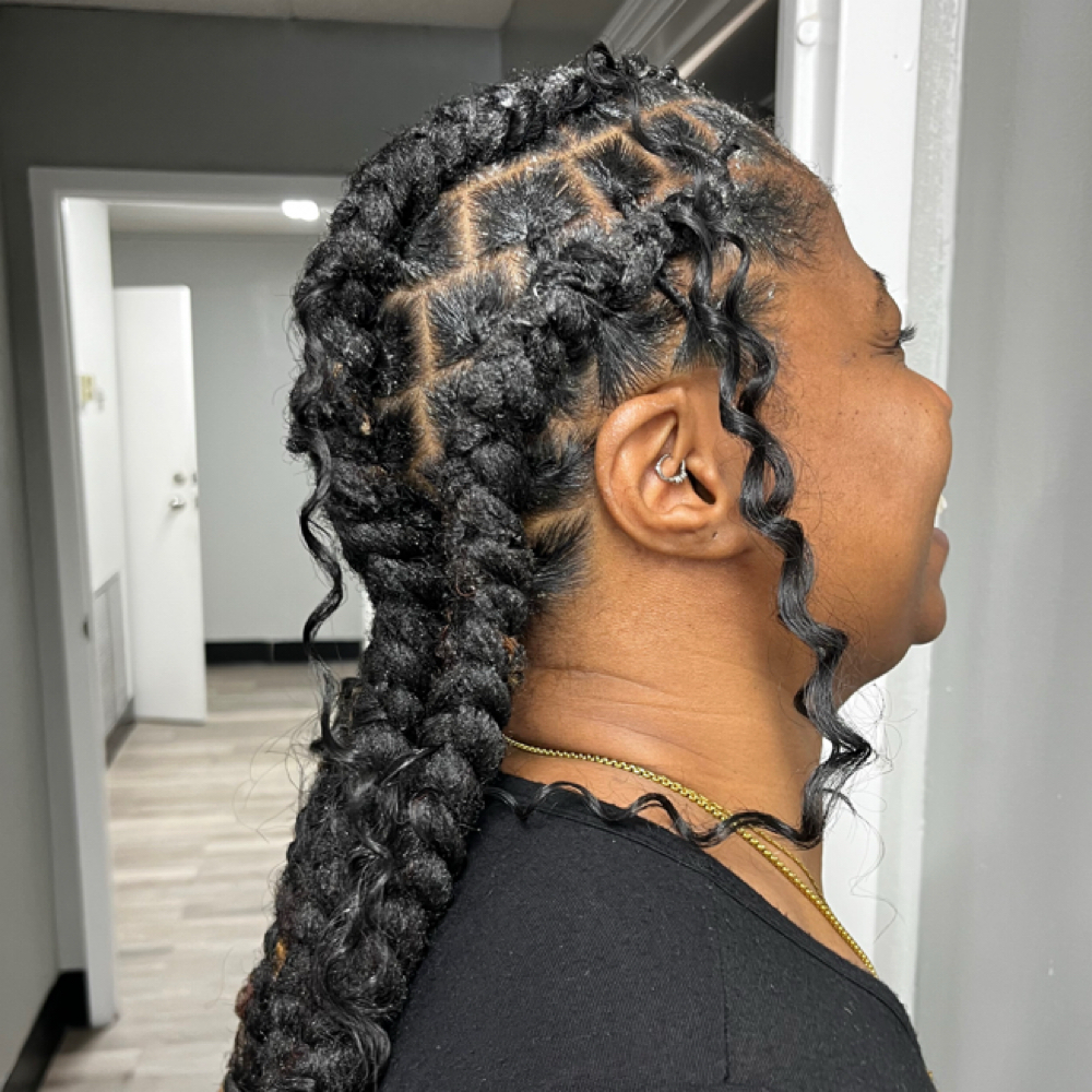 Loc Extended Cornrows w/ Boho Curls at Stylesz_ByCentae in Temple Hills, MD