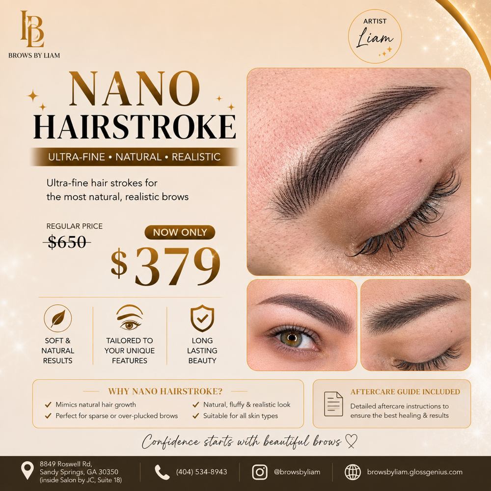 NANO HAIRSTROKE - $379 at Liam Studio - Permanent Beauty in Sandy Spring, GA