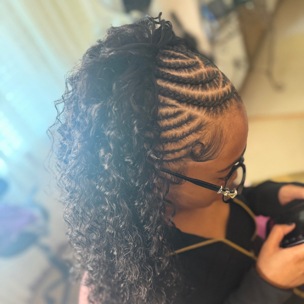 Half Cornrow Half Sew In at MsLadyL Salon in Virginia Beach, VA