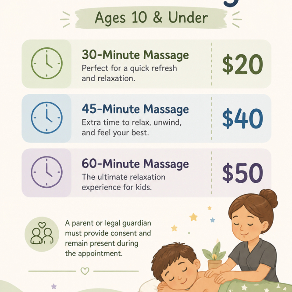 Kids Massage| 10 Years & Under at Beauty Bomb Spa in Lawton, OK