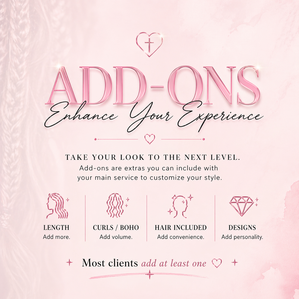 ADD-ONS (Must be booked w/ service) at Touched By Grace in Elizabethtown, KY
