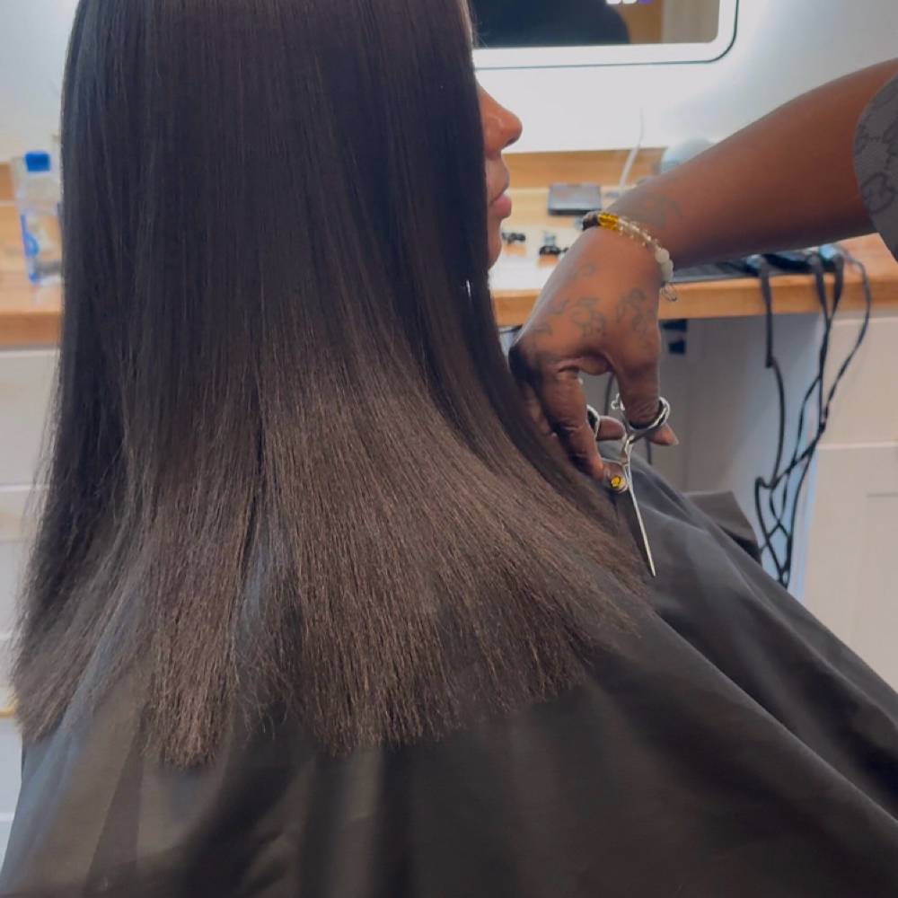 Blowout Below Shoulders at The Oasis Natural Hair Salon in Gibsonville, NC