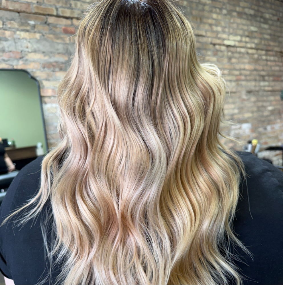 Balayage Retouch at Selena Rodriguez Hair in Whiting, IN