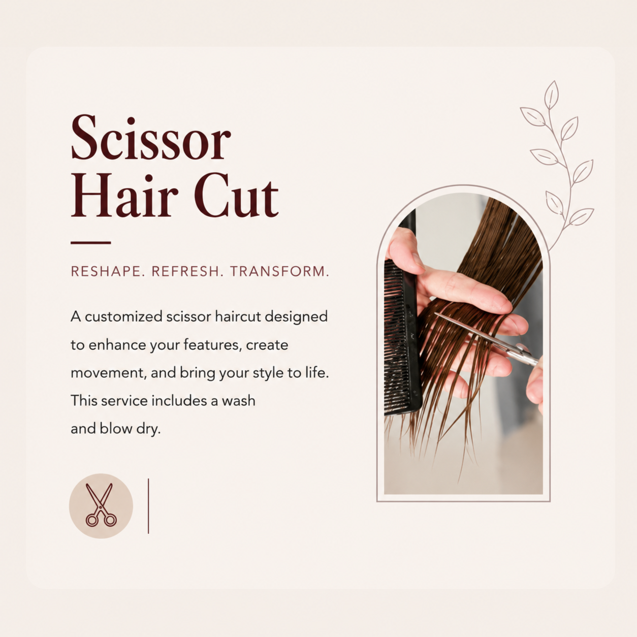 Scissor hair cut at Hair by Jenifer M in San Marcos, TX