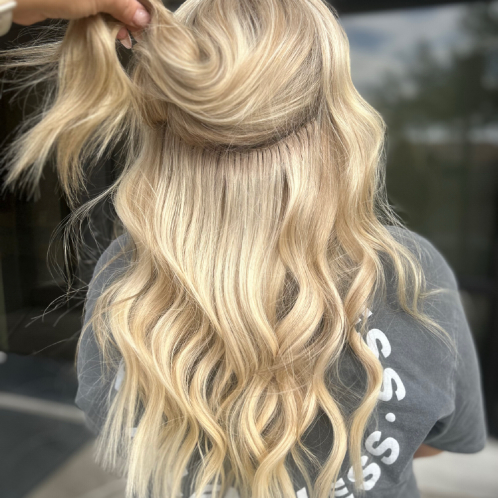 Hand-Tied Extension Re-Install at Emerald and Opal Salon in Tucson, AZ