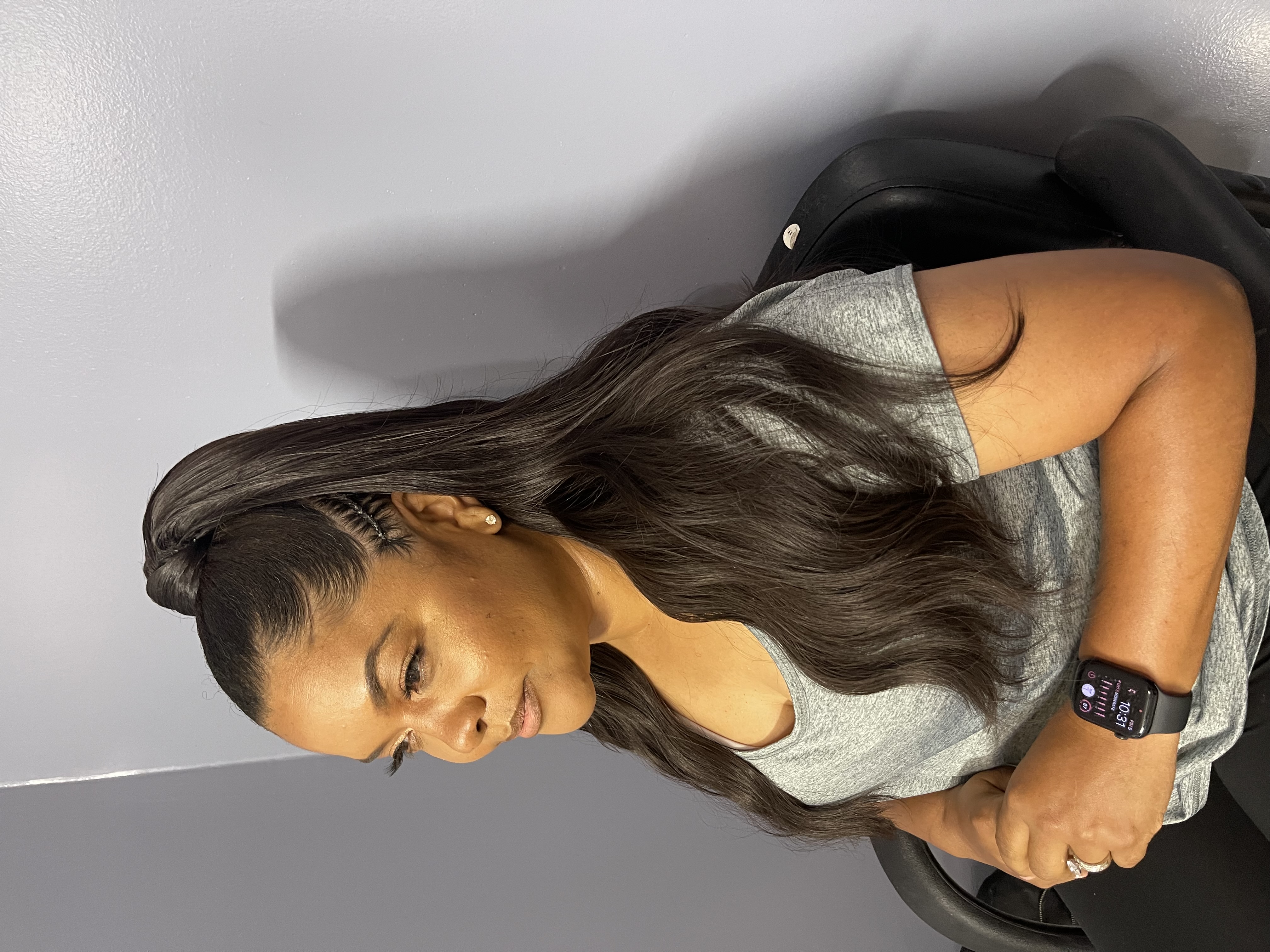Half up/ half down quick weave