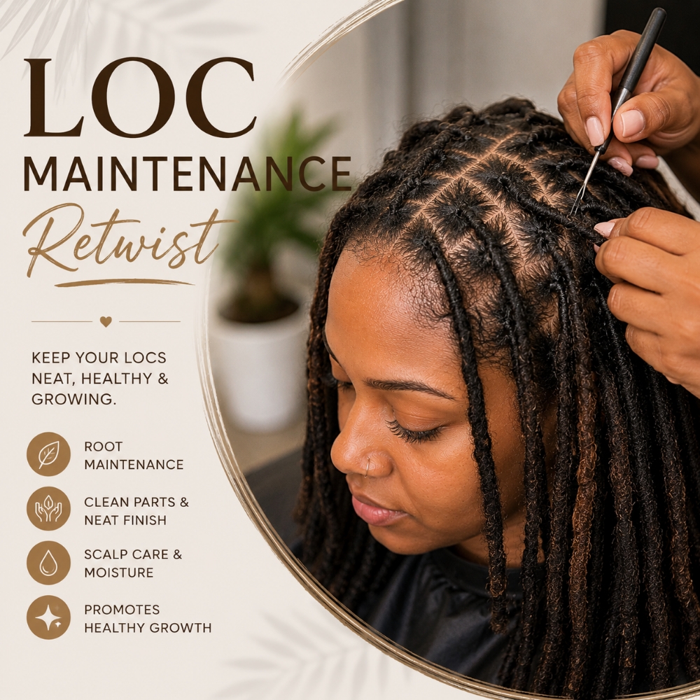 Loc maintenance (Retwist) at Regina's Hair & Nail Studio in Corning, CA