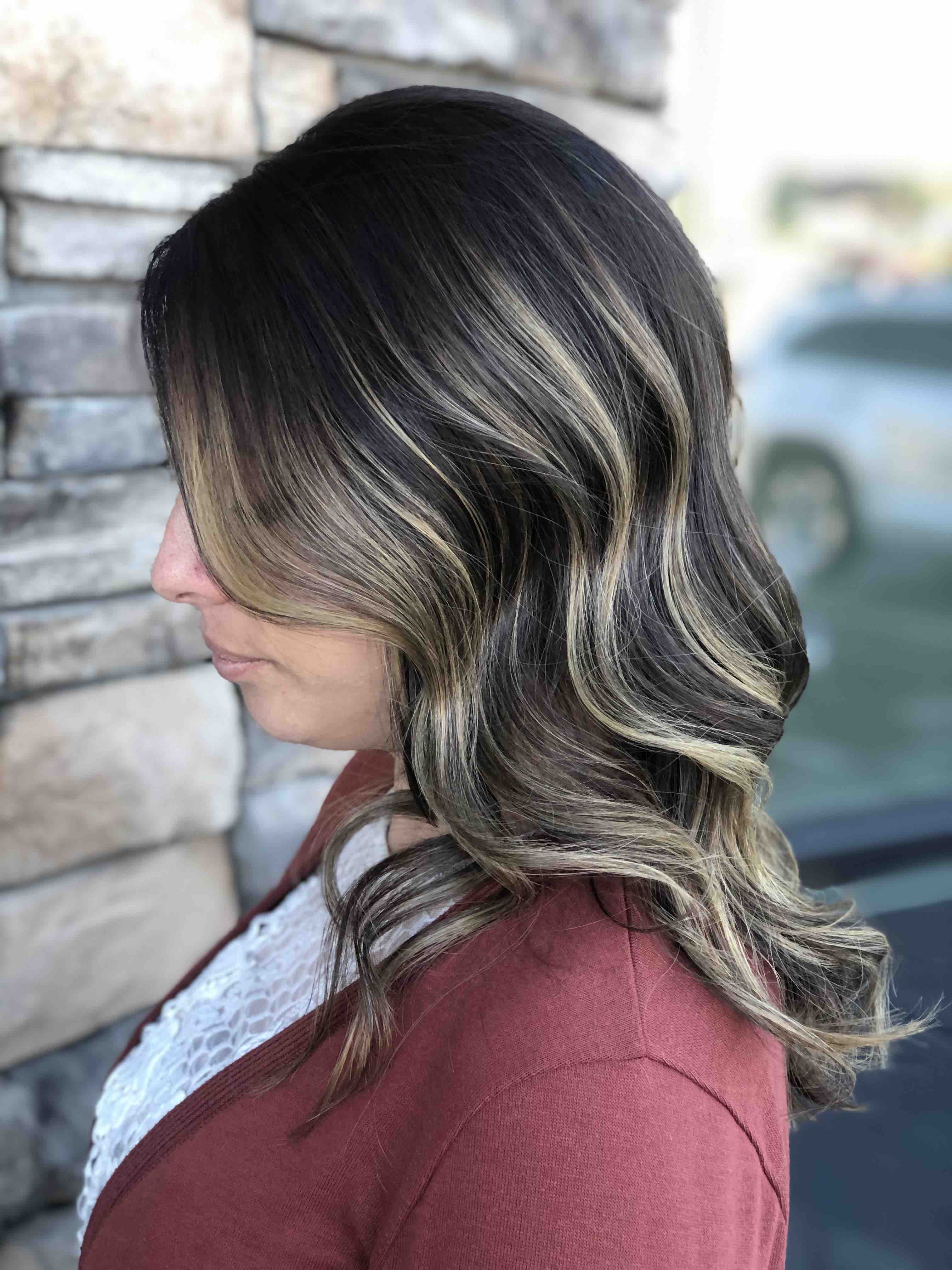 Root Color + Balayage Haircut