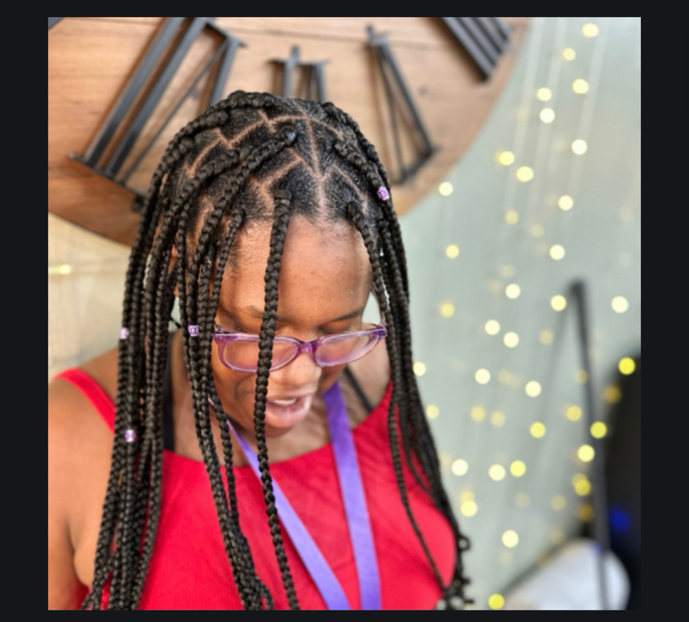 Medium traditional box braids