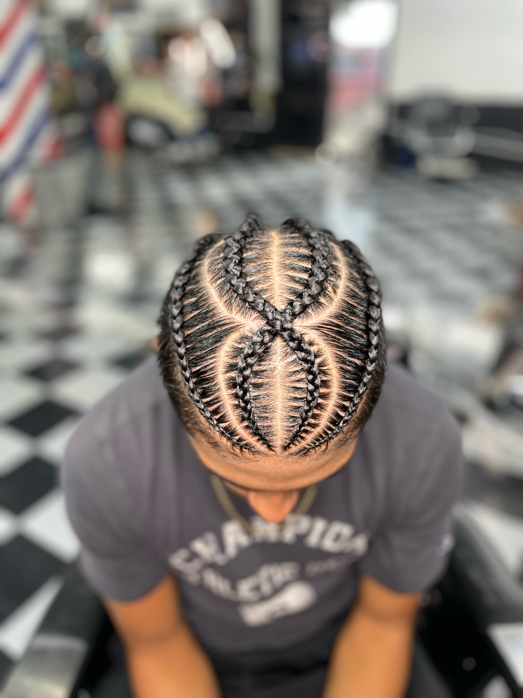 3-4 Man Bun Braids With Design