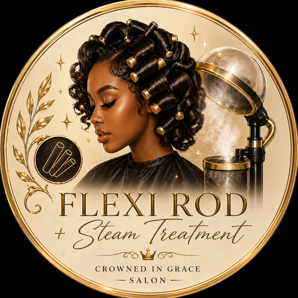 Flexi Rod Set + Steam Treatment at Crowned in Grace Salon in Pearland, TX