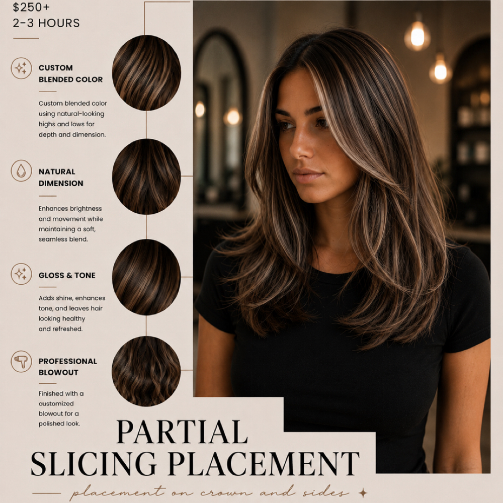 Partial Slicing Placement at Jenn Rose -Hair Artistry- in Victorville, CA