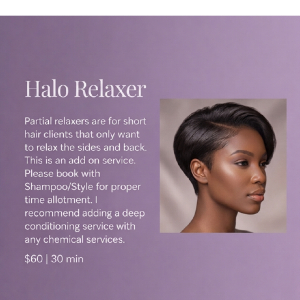 Halo Relaxer(Sides/Back)Add On at Hair by J’Rena’ in Lawrenceville, GA