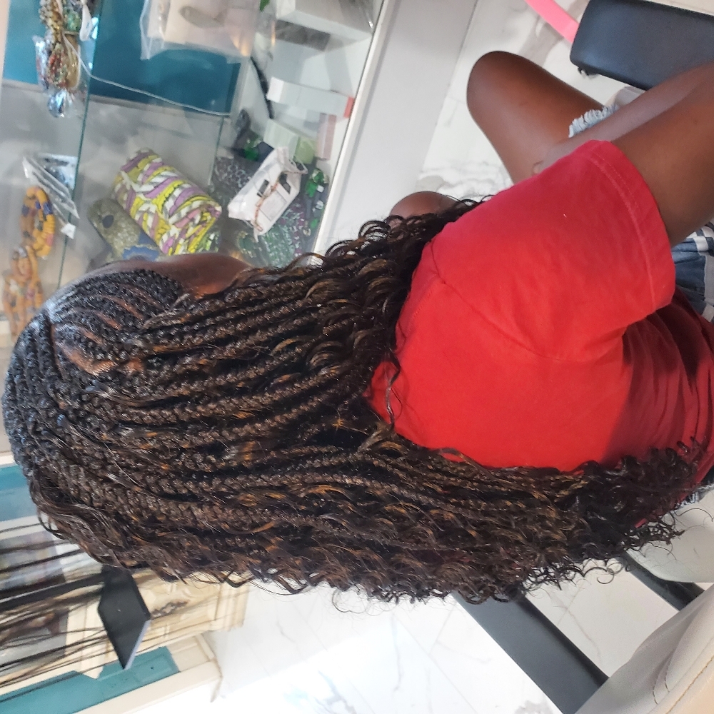 Half Boho Half Cornrows at Djina  Braiding in Grand Prairie, TX