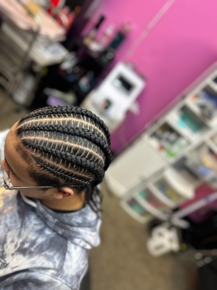 Men 6 Braids Straight Back