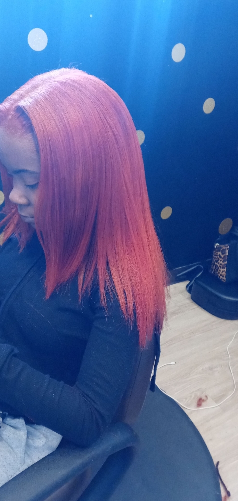 Silk Press With Color (Permanent)