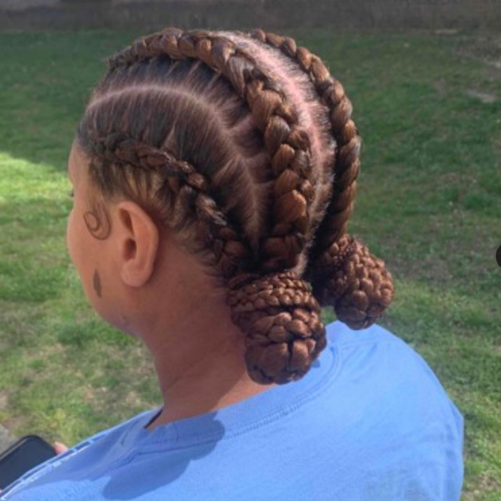 Stitched Feed-Ins (4 Braids) at Glamour Touch by Che' in Durham, NC