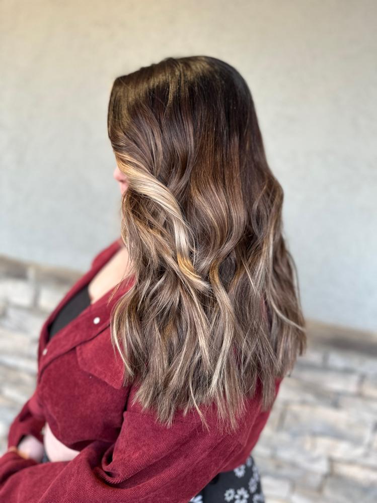 Root touch up & full balayage at Amber Leigh’s Hair Studio in Levittown, PA