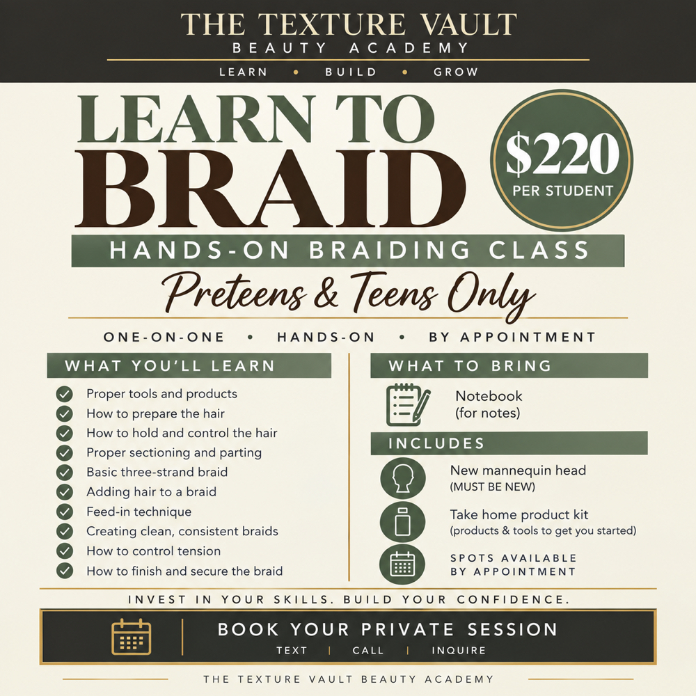 Learn To Braid at The Texture Vault in Millington, TN