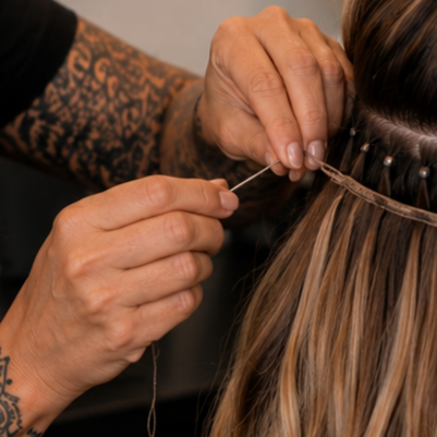 Hand-Tied Weft Extensions at Milk and Honey Hair Collective in Auburn, CA