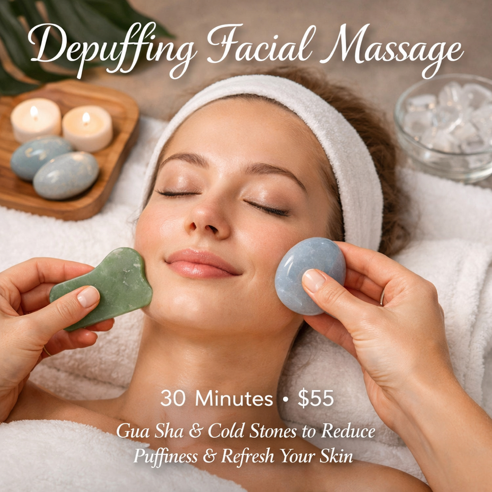 Depuffing Facial Massage at Kalm & Glow in Fortmill, SC
