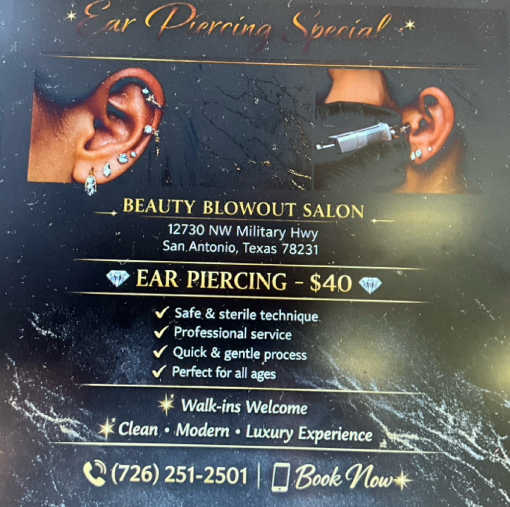 Ear Piercing at Beauty Blowout Bar Salon in San Antonio, TX