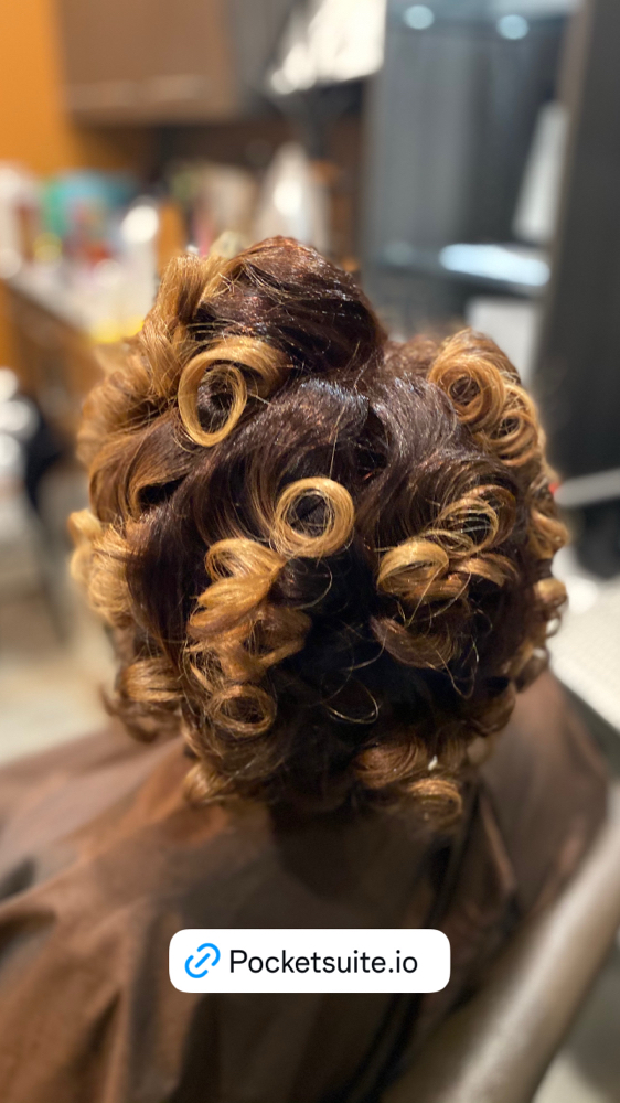 Silk Press with Root Touch up