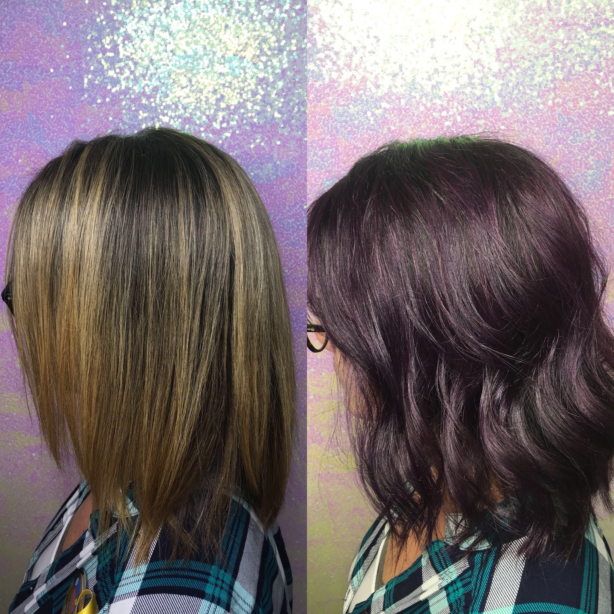 All over color shoulder length