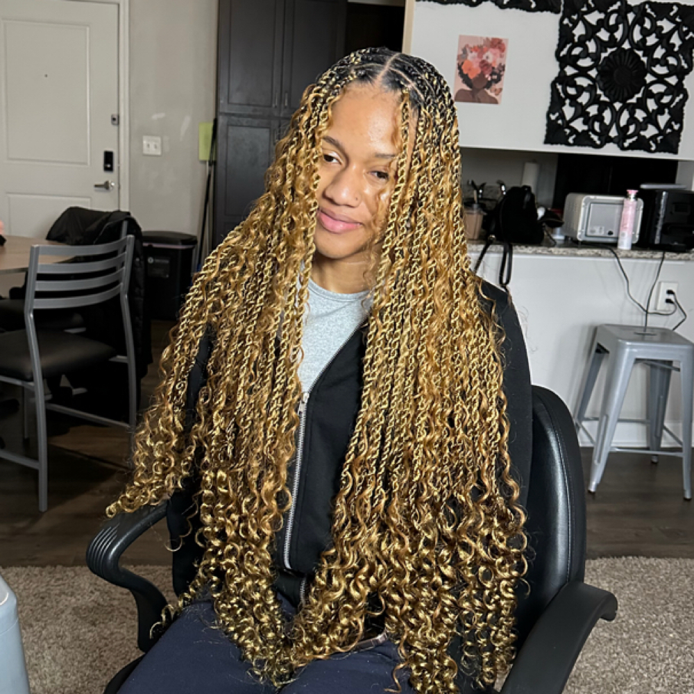 Buttlength Knotless Island Twists at HairByKai in Greensboro, NC