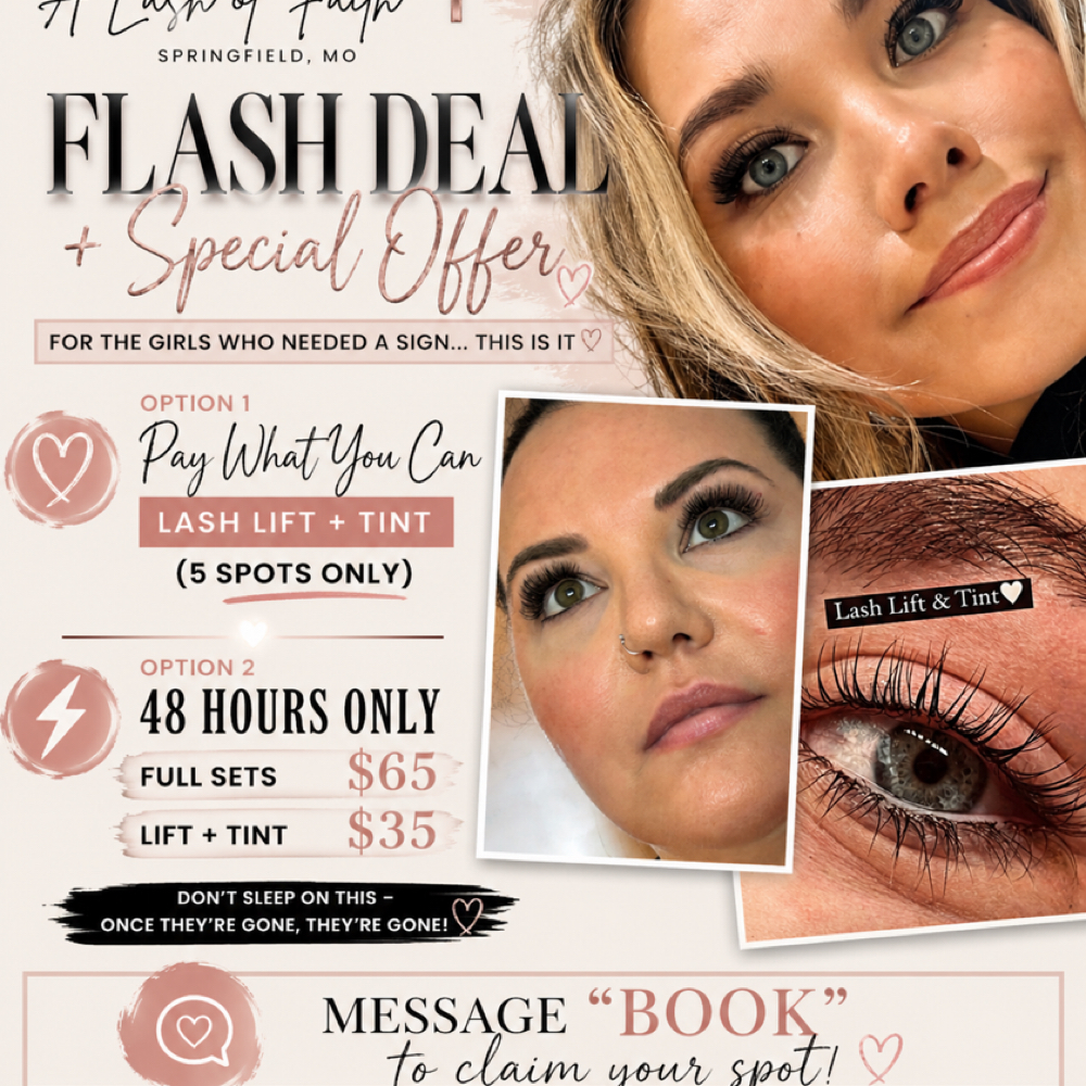 This Weeks deal at A Lash of Faith in Springfield, MO