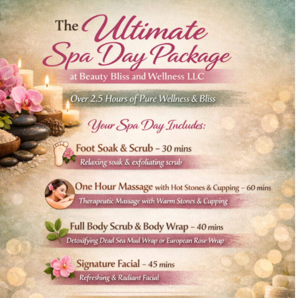Ultimate  Spa Day at Beauty, Bliss and Wellness LLC in Rainsville, AL