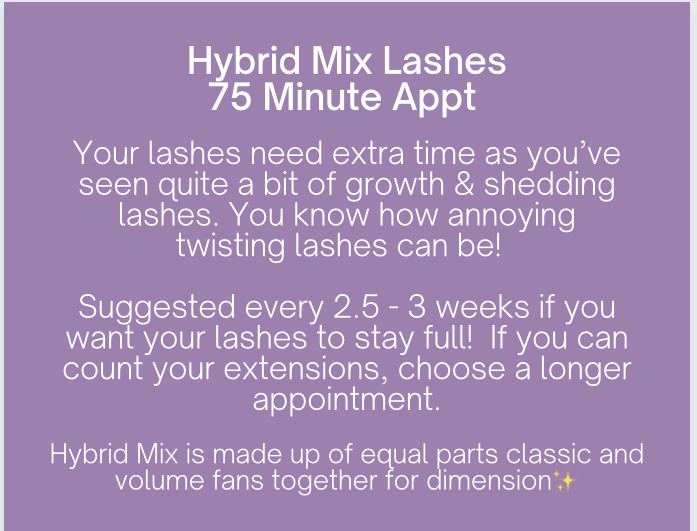 Hybrid Mix Lashes * 75 Minutes