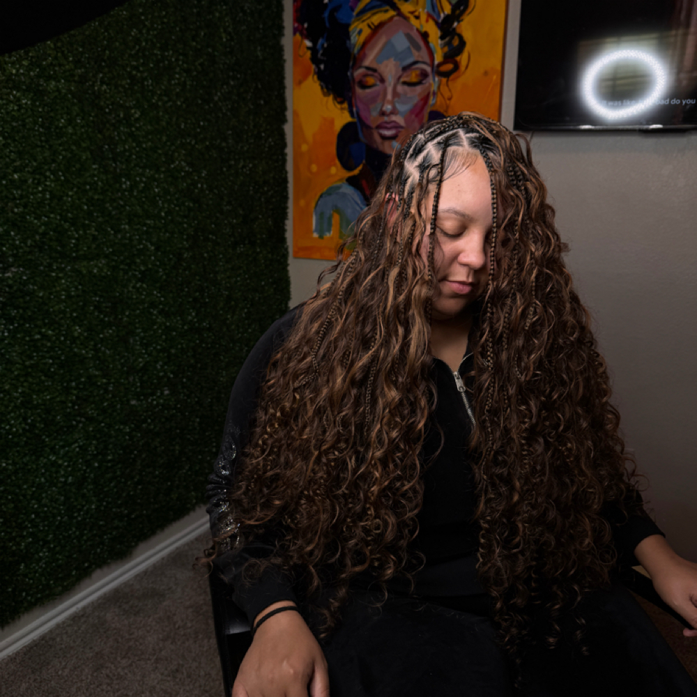 Medium Boho Knotless ❤️ at DejBraids in Denton, TX