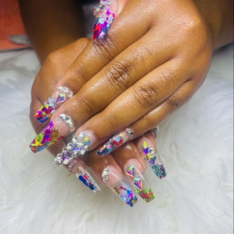 ENCAPSULATED Long Acrylic Full Set at Pretty N Polished Nails by Mi Mi in Suffolk, VA