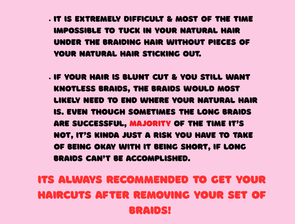 NO BLUNT CUTS OR HAIRCUTS
