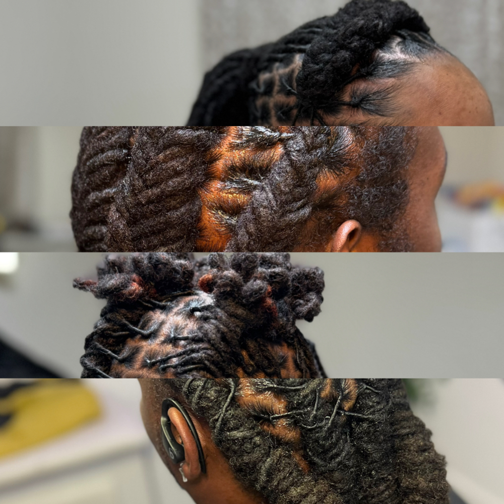 retwist + style: at Crowned By Myah in Little Rock, AR