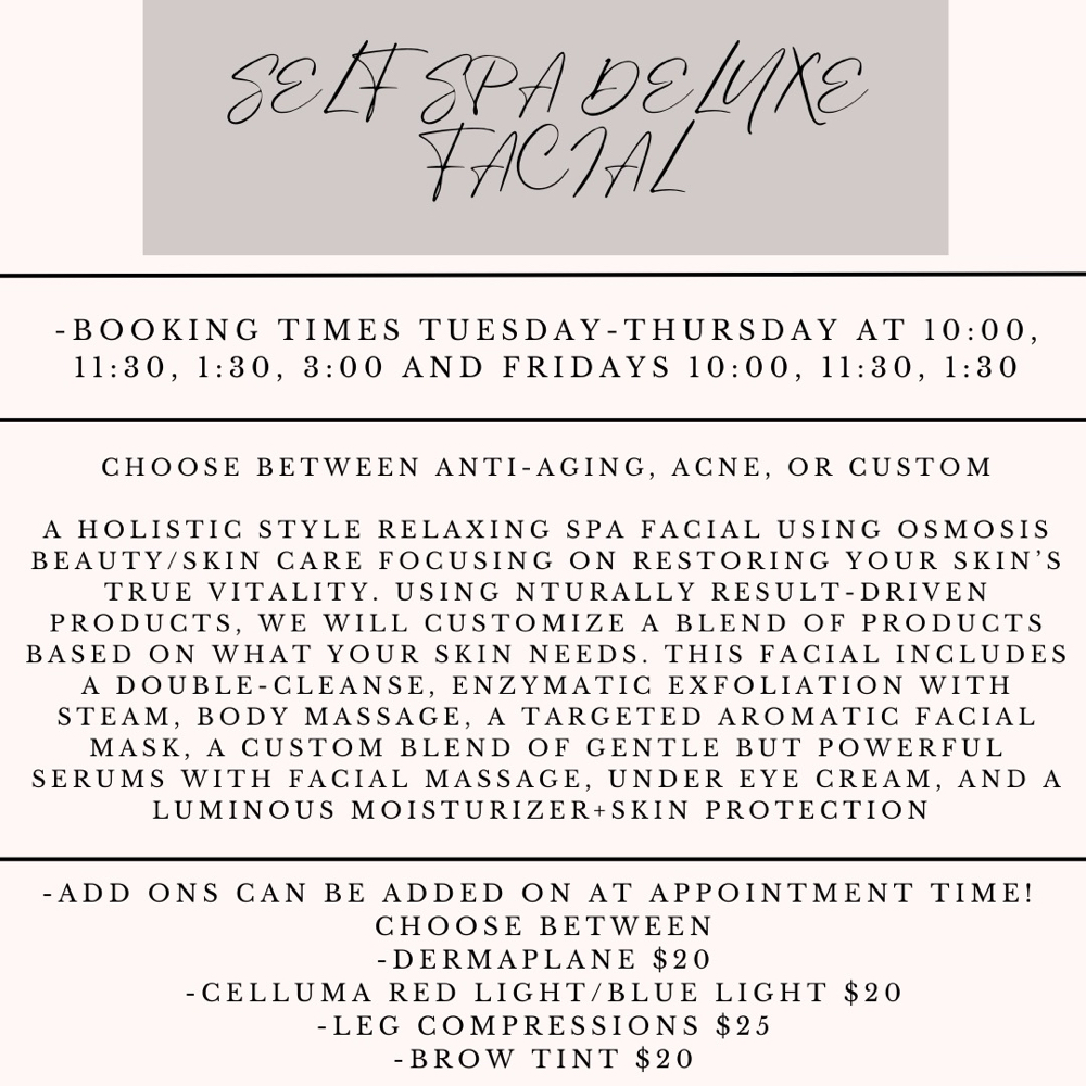 Self Spa Deluxe Facial- 60 Min