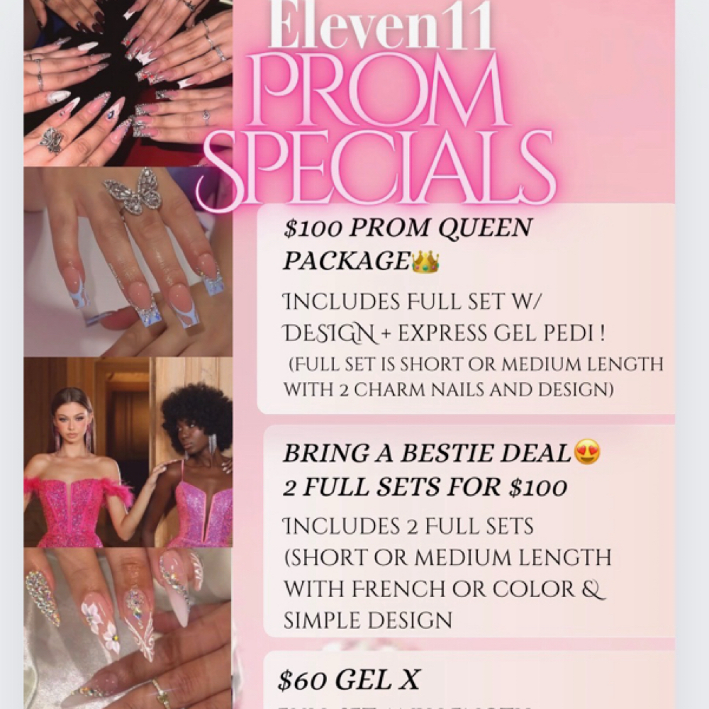 🪩🌹PROM $60 GEL X 🌹🪩 at Eleven 11 Nails and Beauty Lounge in Plainfield, IN