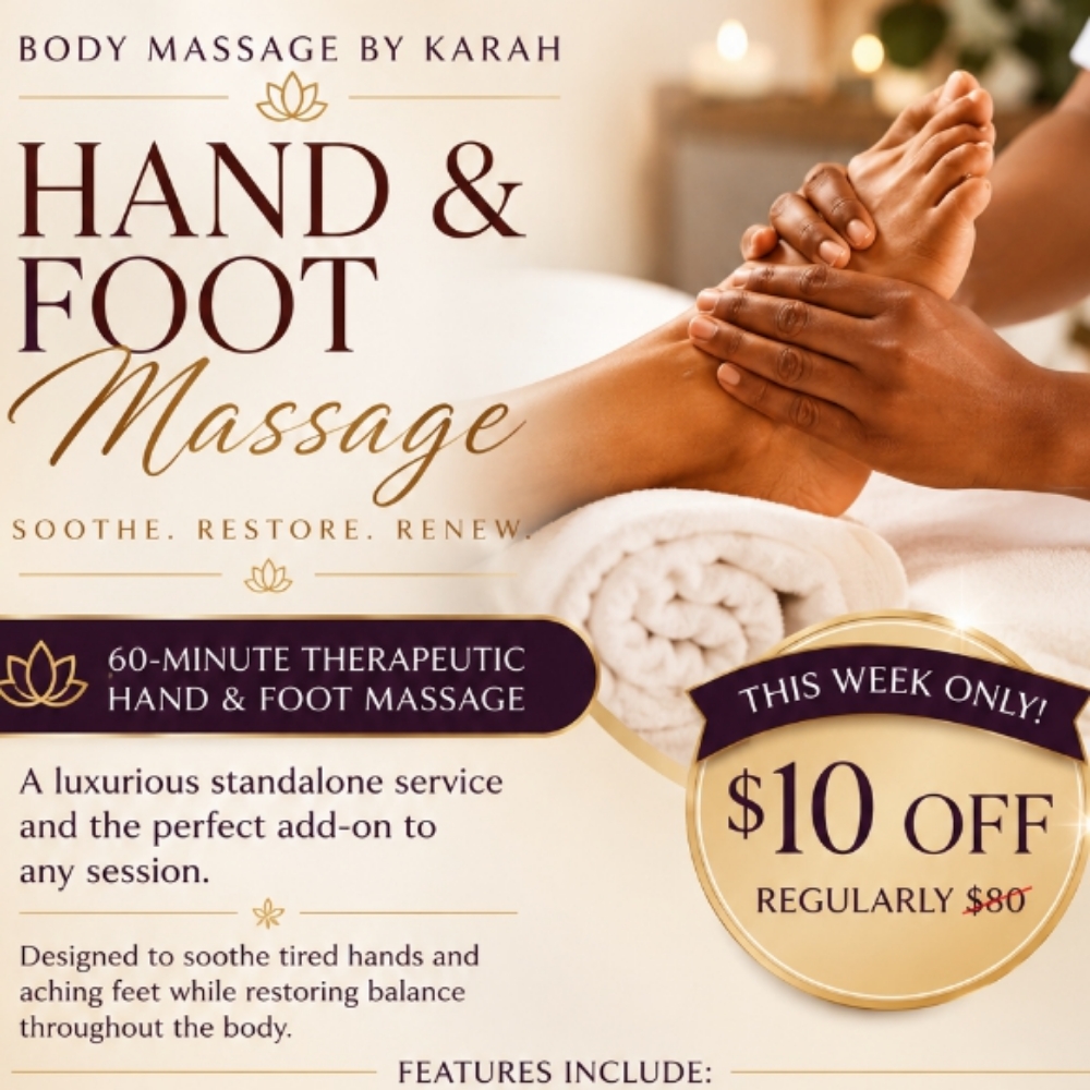 SALE! Therapeutic Hand&Foot Massage at Body Massage By Karah in DeSoto, TX