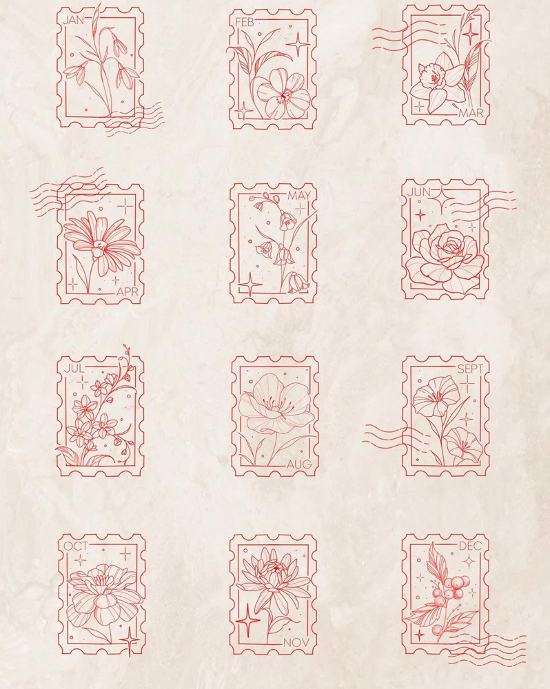 Birth Flower Stamp