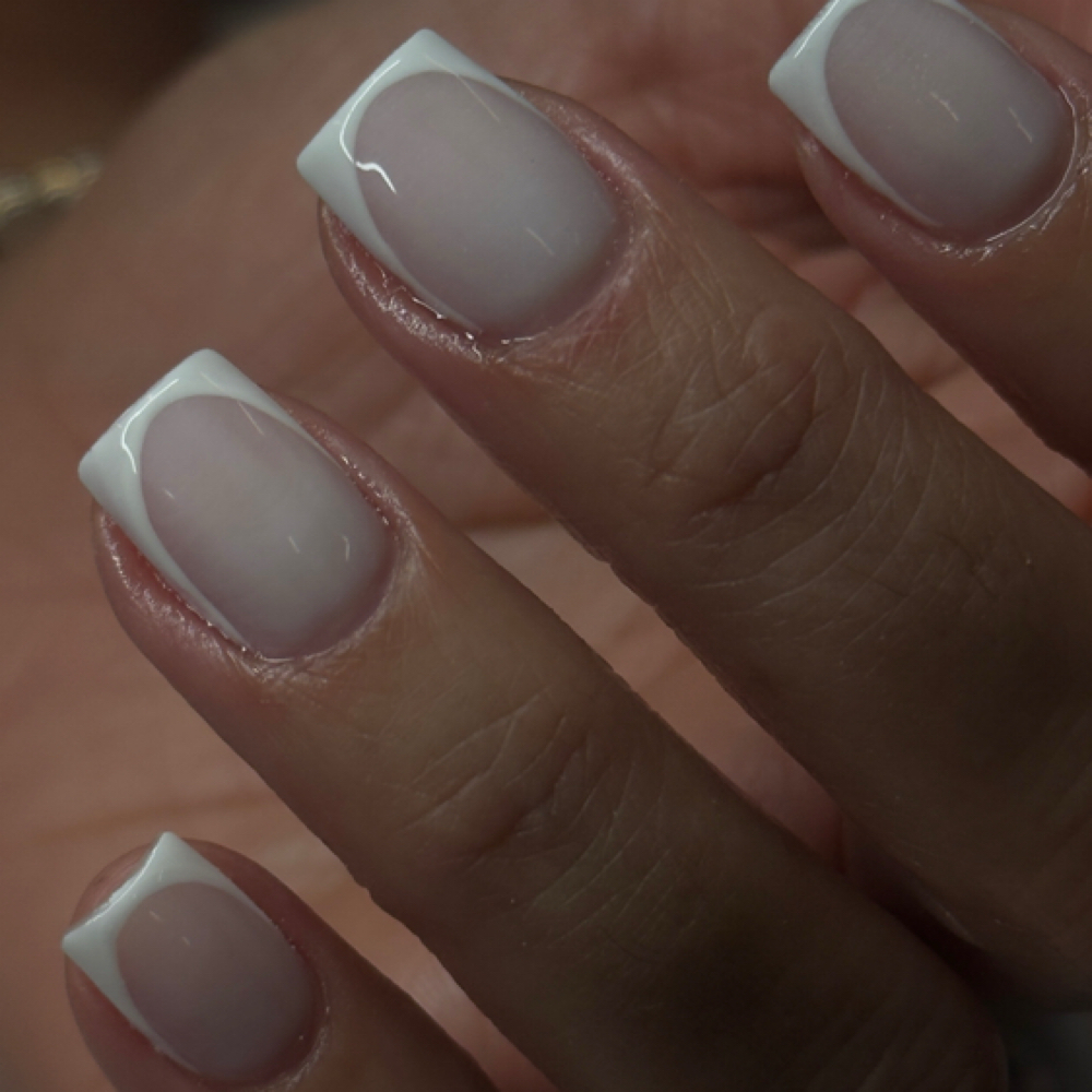 Pink &white Fullset at Perla’s Nails in Orlando, FL