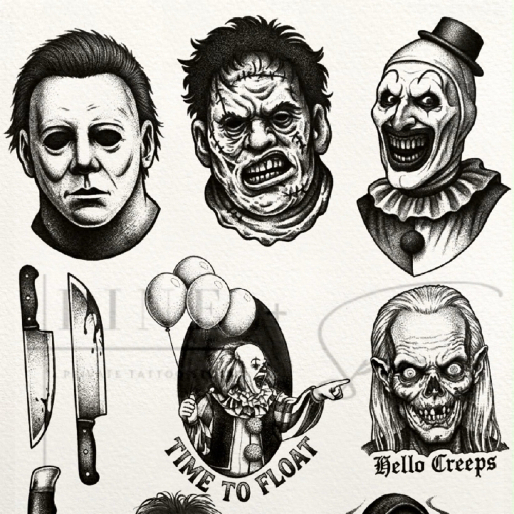 Mini Horror Flash at Pine + Spur Tattoo in Southwick, MA