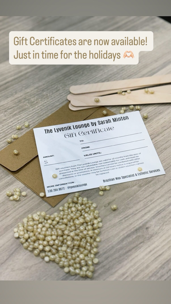 Gift Certficates at The Lyvenik Lounge in Yuba City, CA