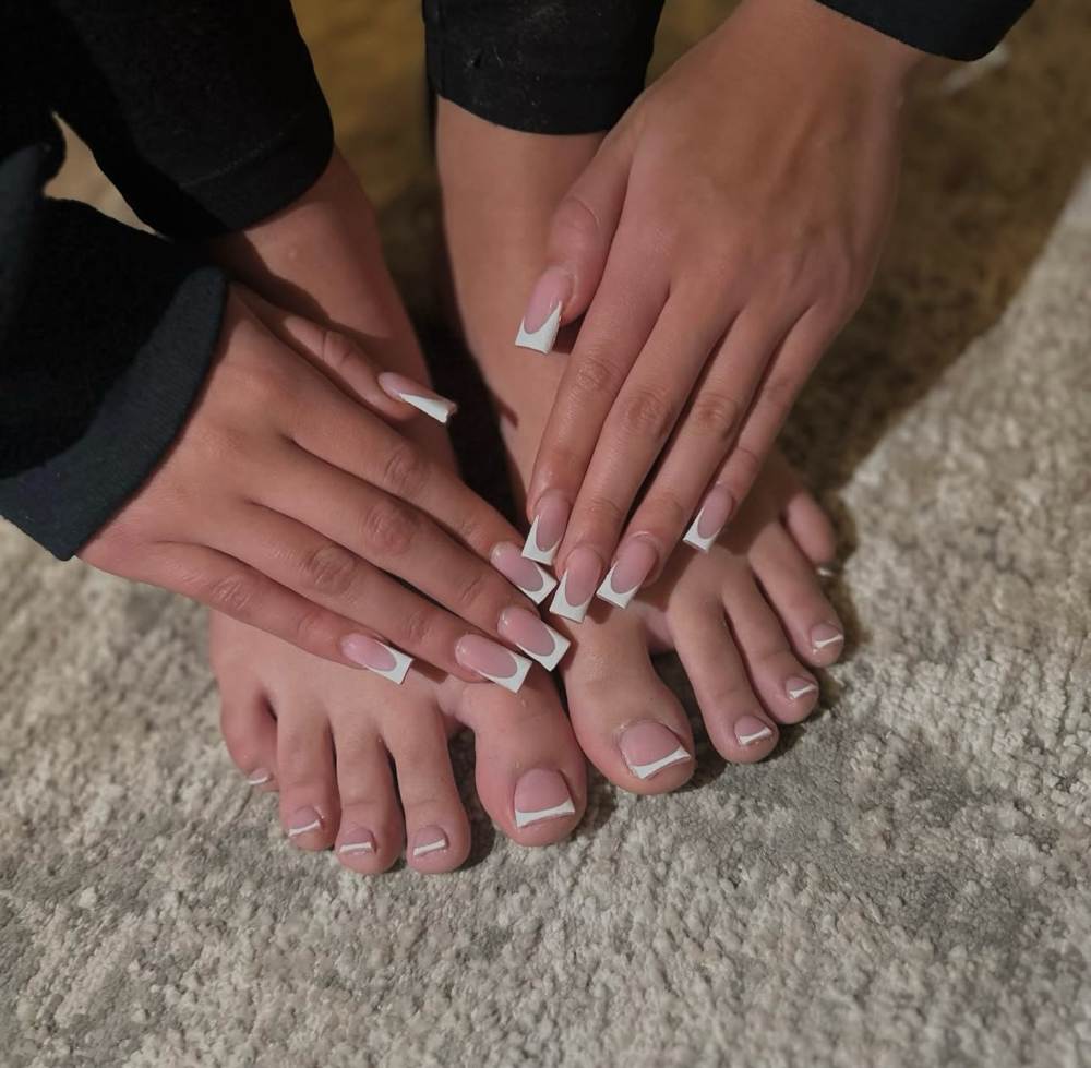 Medium French Acrylic Nails + toes