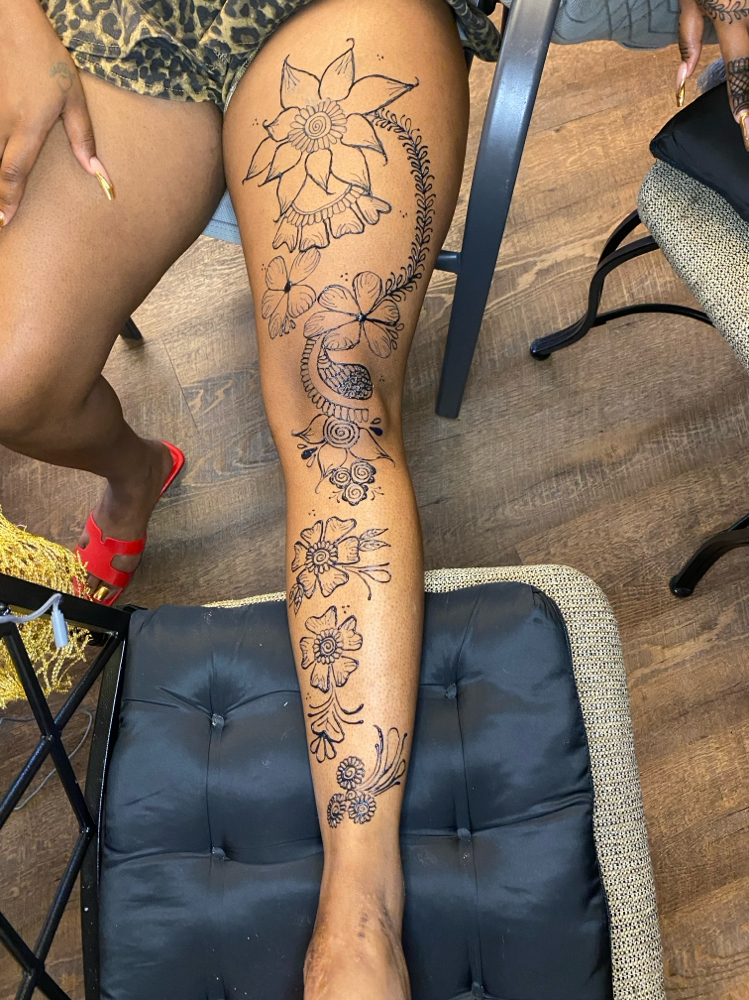 Full Leg Henna Design