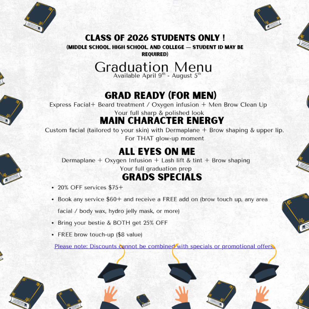 Graduation Menu at HYR Radiance LLC in South Bend, IN