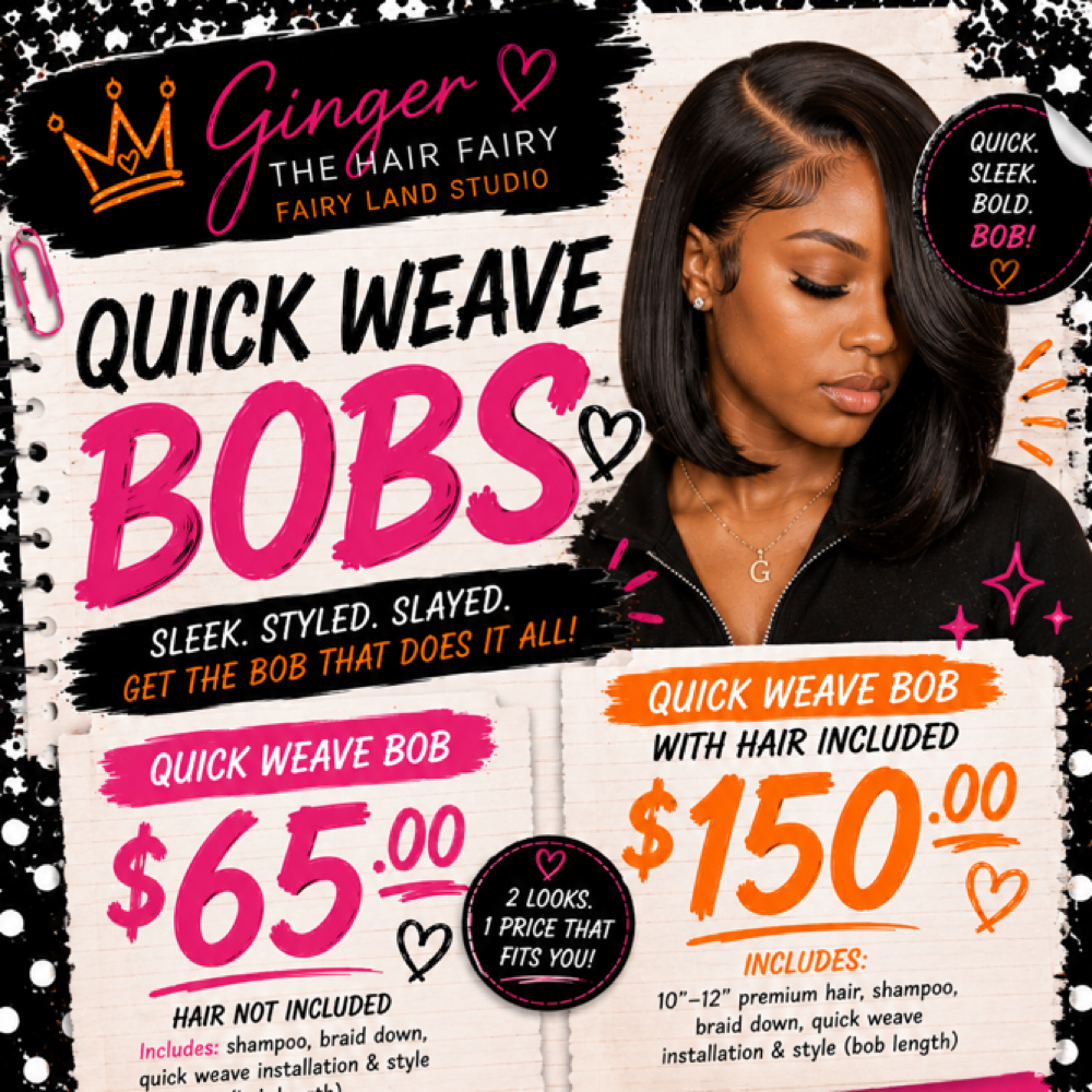 Quick Weave Bob | Starting at $65 at Fairy land studio in San Antonio, TX